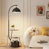 The wooden style living room sofa corner floor lamp, charging, storage and storage integrated coffee table lamp, cream style bedroom ambient light details Picture